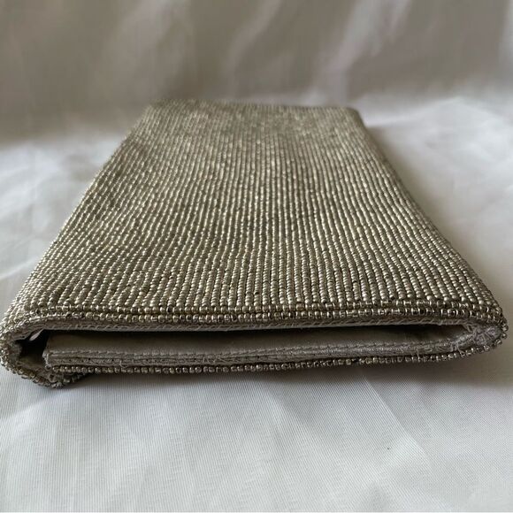 Glint beaded jeweled silver platinum evening bag clutch - Picture 16 of 16